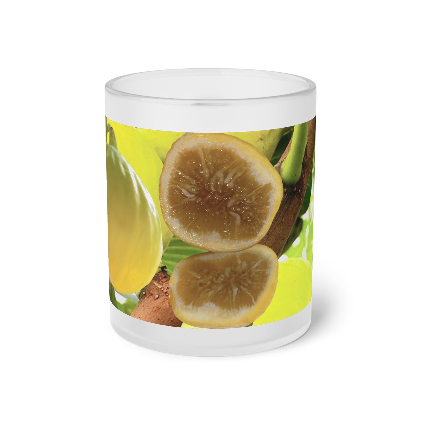 Robert's Golden Rainbow Fig on Frosted Glass Mug 11 oz - A Designed from Helen Pham