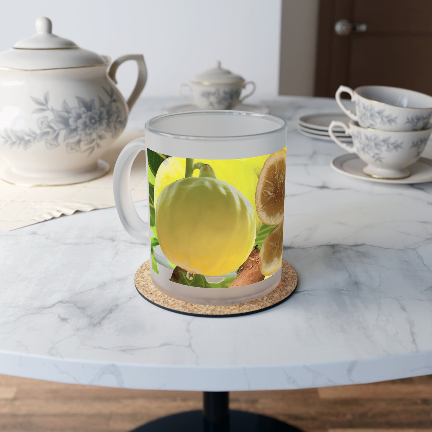 Robert's Golden Rainbow Fig on Frosted Glass Mug 11 oz - A Designed from Helen Pham