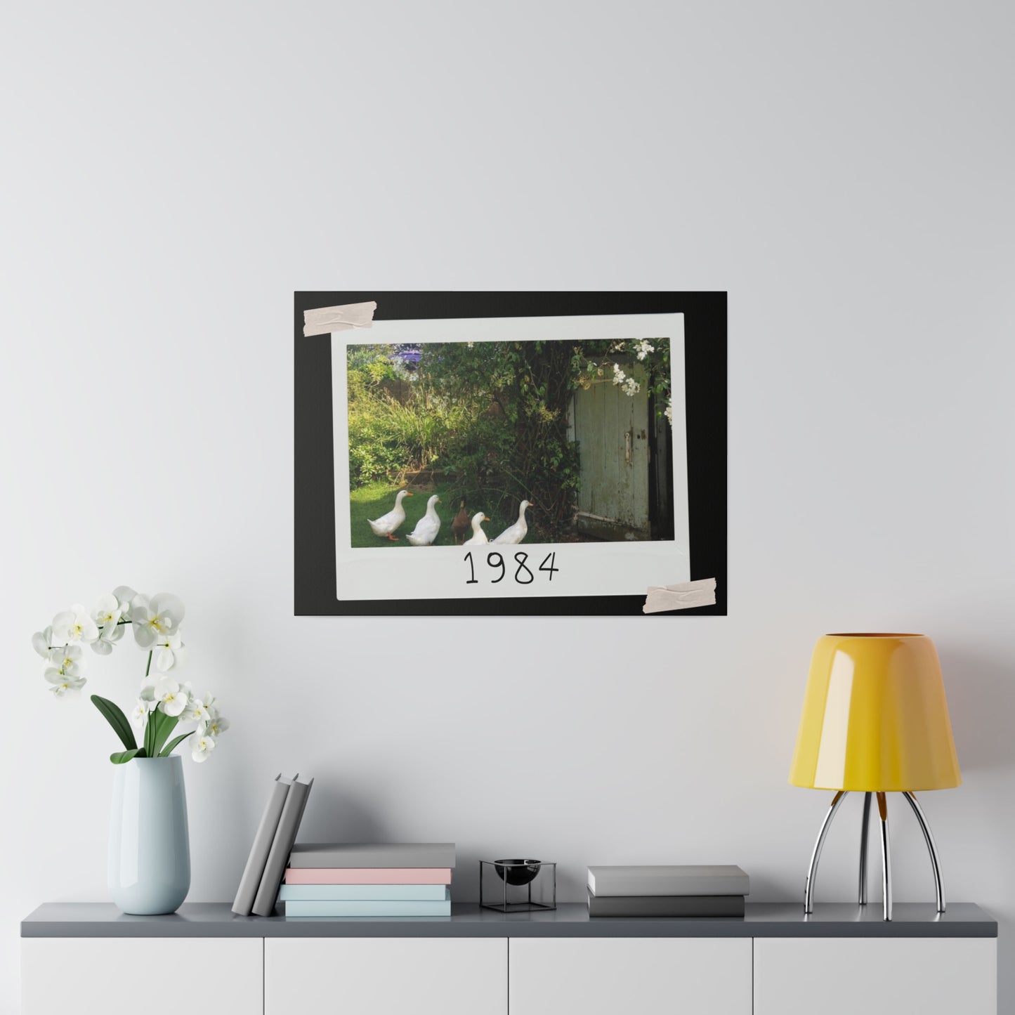 Canvas with Ducks 1984 - Brightens up any room - 2 sizes 12 x 9 and 24 x 18 inches