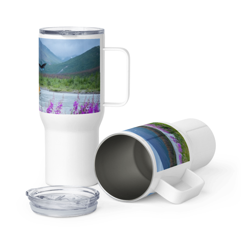 Travel mug with a handle - Butterfly