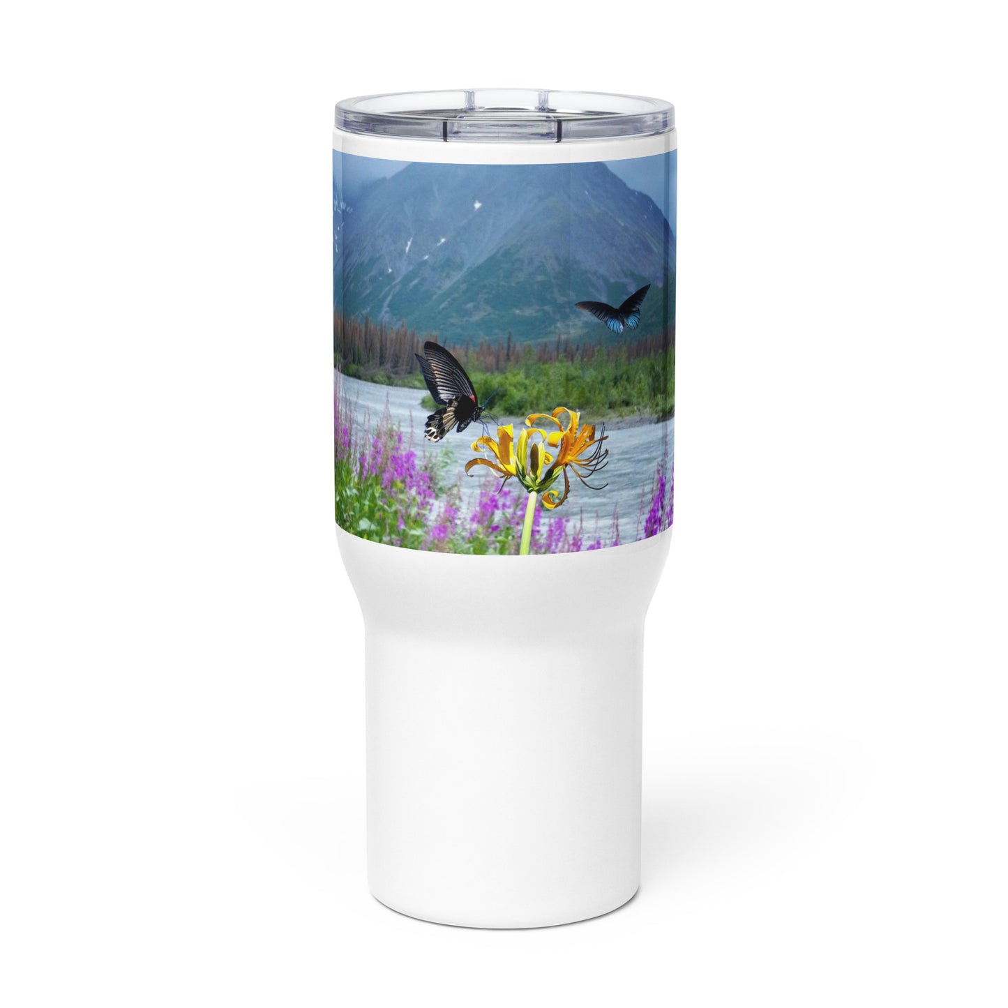 Travel mug with a handle - Butterfly
