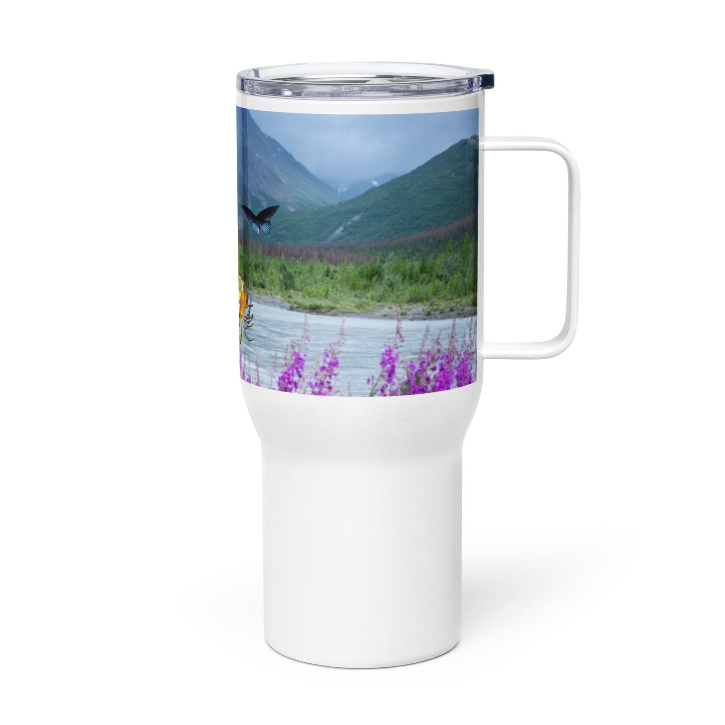 Travel mug with a handle - Butterfly